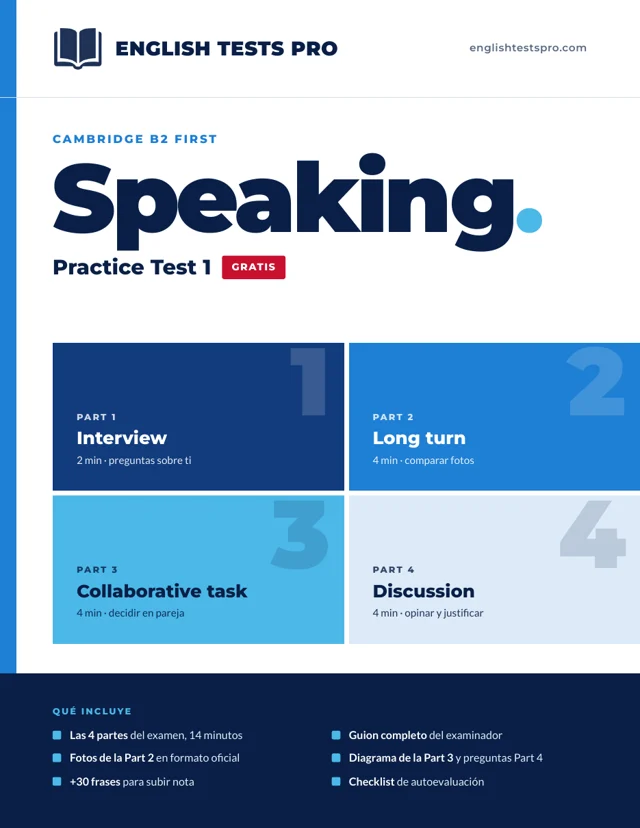 Portada del test de Speaking B2 First de English Tests Pro